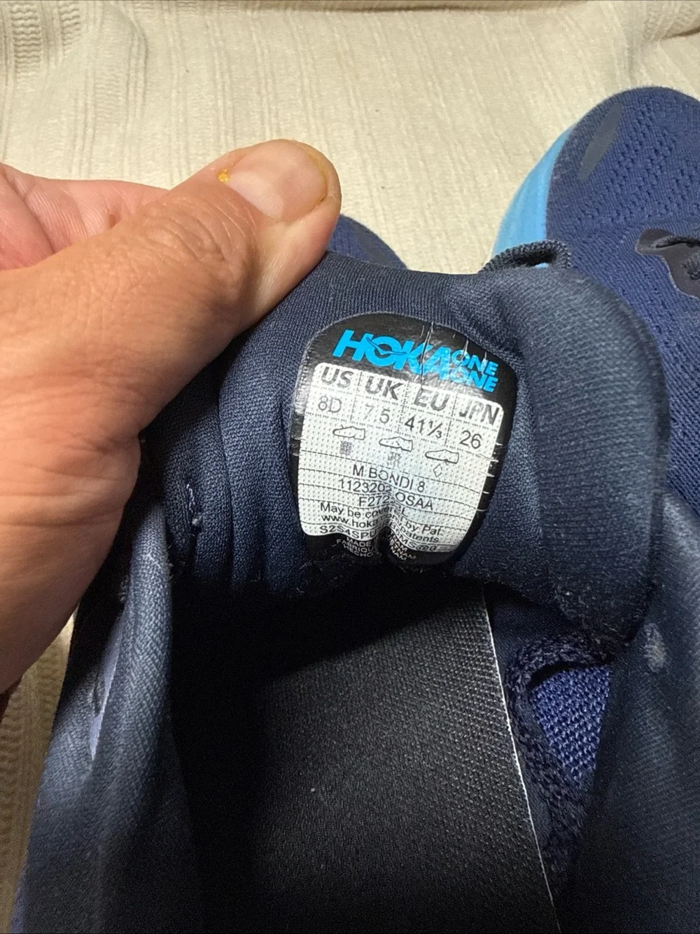 Hoka One One Mens Bondi 8  Blue Running Shoes Sneakers Size 8D